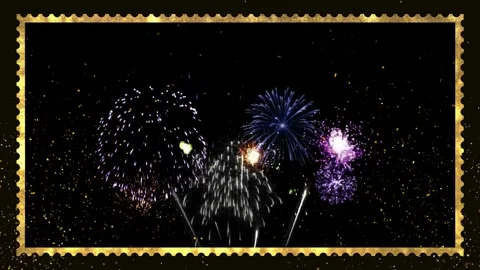 Colorful Fireworks Exploding Over Dark Night Sky with Reflections on Water Video stock 337527329