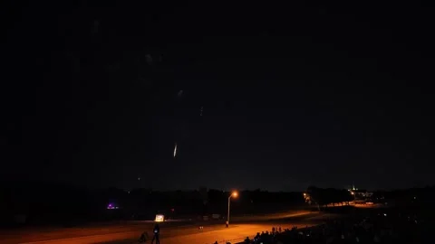 Colorful fireworks exploding over a park at night with spectators Stock-Footage 340942219