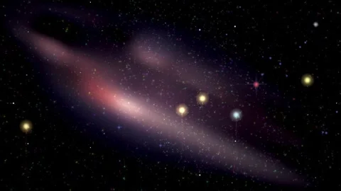 Colorful Fireworks Exploding Over a Soft Purple Nebula in Deep Space Stock Footage 329008710