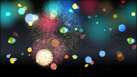 Colorful Fireworks Exploding Over a Vibrant Bokeh Background Animation Stock Footage 329008508