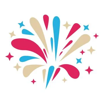 Colorful fireworks exploding with red, white and blue stars イラスト素材
