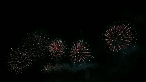 Colorful fireworks exploding with shining in annual festival Stock Footage 163736576