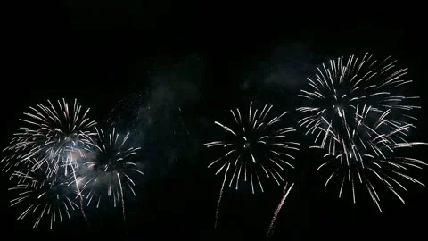 Colorful fireworks exploding with shining in annual festival Stock Footage 163736758