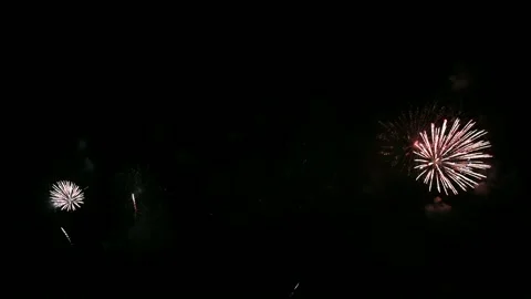 Colorful fireworks exploding with shining in annual festival Stock Footage 163736932