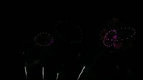Colorful fireworks exploding with shining in annual festival Stock Footage 163809693