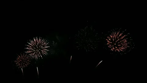 Colorful fireworks exploding with shining in annual festival Stock Footage 163809836