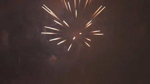 Colorful Fireworks Exploding in Smoky Night Sky 動画素材 330044479
