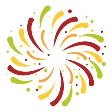 Colorful fireworks exploding in a spiral shape creating a festive atmosphere Stock Illustration