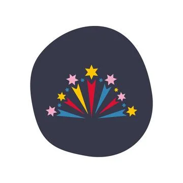 Colorful fireworks exploding stars celebrating festive event Illustrazione stock