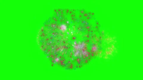 Colorful fireworks explosion isolated on green screen background for video Stock Footage 344919090