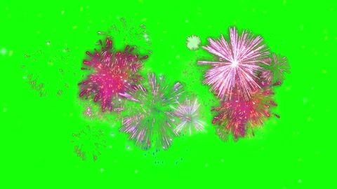 Colorful fireworks explosions isolated on green screen background for video Stock-Footage 345016953
