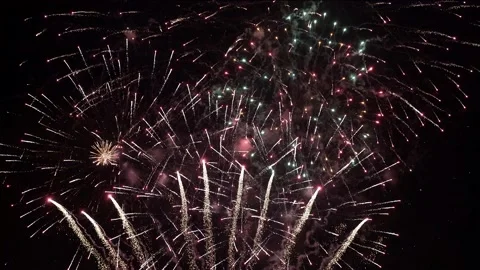 Colorful Fireworks Lighting Effect Loop Animation. Celebration Concept. Diwali Stock Footage 161968627