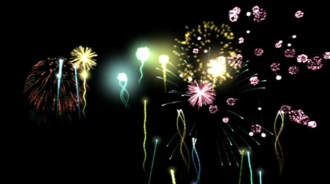 Colorful Fireworks - Loop Stock Footage 37186022