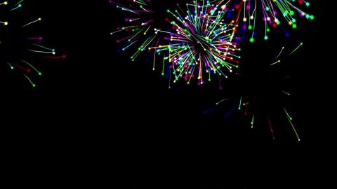 Colorful fireworks motion graphics with plain black background Vídeos de archivo 340898981