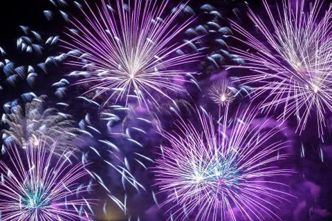 Colorful fireworks at night Stock Photos