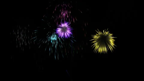 Colorful fireworks overlay loop on black background Stock Footage 346276634