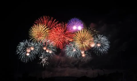 Colorful fireworks Stock Photos