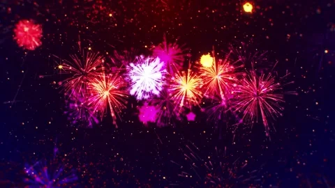 Colorful Fireworks Red Background Stock-Footage 283854482