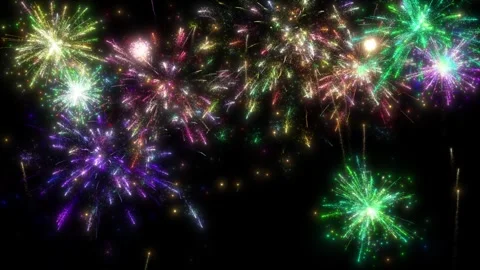 Colorful fireworks seamless loop vibrant sparks for New Year Christmas events Stock Footage 321476978