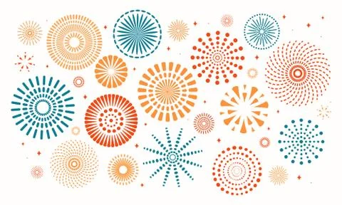 Colorful fireworks set Stock Illustration