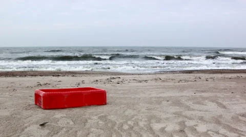 Colorful fish box on beach Video stock 35505536