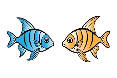 Colorful fish icon vector set Stock Illustration