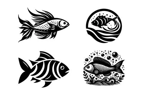 Colorful fish icon vector set Stock Illustration