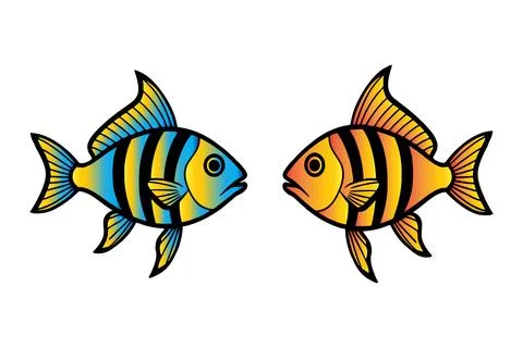 Colorful fish icon vector set Stock Illustration