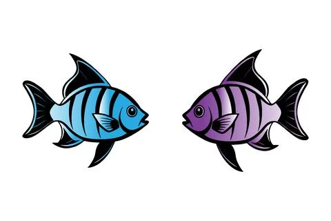 Colorful fish icon vector set Stock Illustration