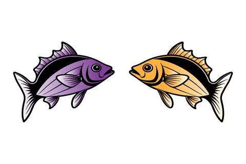 Colorful fish icon vector set Stock Illustration
