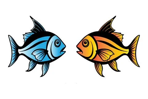Colorful fish icon vector set Stock Illustration