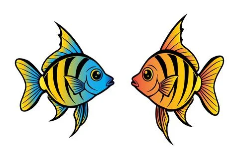 Colorful fish icon vector set Stock Illustration