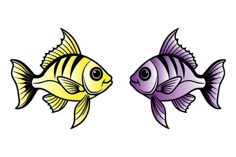 Colorful fish icon vector set Stock Illustration