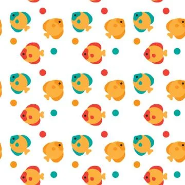 Colorful Fish Seamless Pattern Abstract Ornament イラスト素材