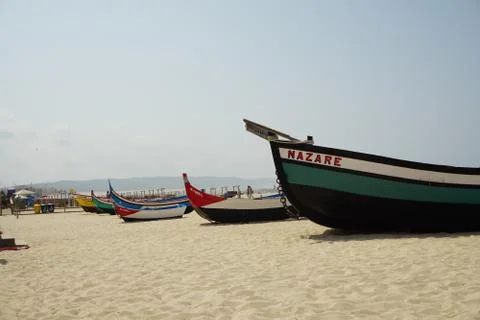 Colorful fishing boats on the beach Stock Photos
