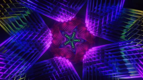Colorful five-pointed star shape pattern animation visual 3D mandala spiritual Stock Footage 218172742
