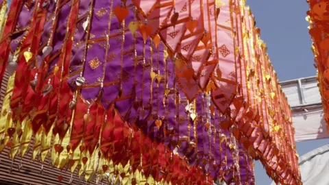 Colorful flag hanging Video stock 232313206