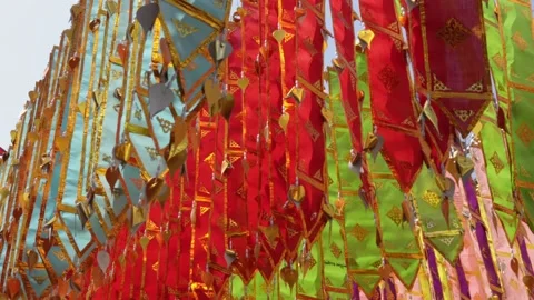 Colorful flag hanging texture Stock Footage 232313170