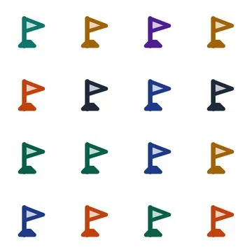 Colorful Flag Icons Vector Pattern Displaying Triangular Location Markers o.. Stock Illustration