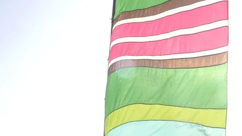 Colorful flags blowing the wind Stock Footage 74603746