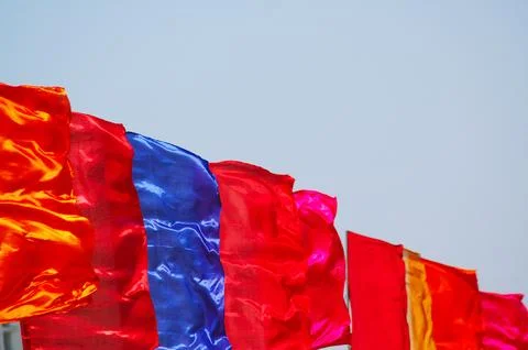 Colorful Flags closeup Stock Photos