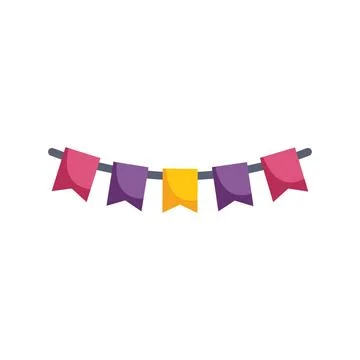 Colorful flags hanging on a string creating festive atmosphere Stock Illustration