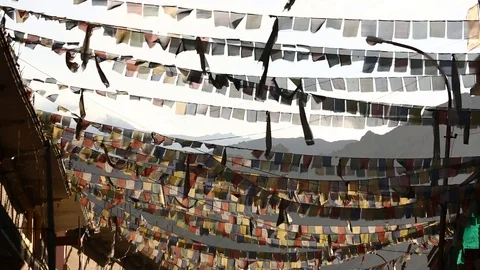 Colorful flags in Leh Stock Footage 85471570