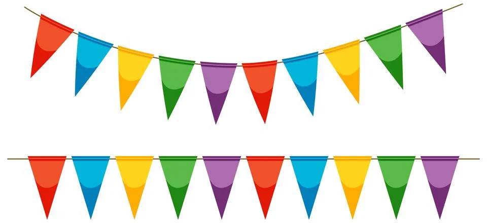 Colorful flags on strings Stock Illustration