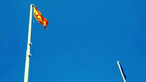 Colorful flags swaying in the wind Stock Footage 155419344