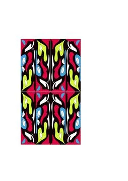Colorful flame‑like geometric pattern in four sections Stock Illustration