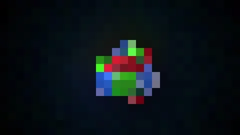 Colorful flashing blocks. Computer generated 8bit effect. 3d rendering pixelated Illustrazione stock