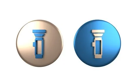 Colorful Flashlight icon isolated on white background. Circle button. 3D re.. Stock Illustration