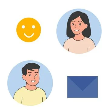 Colorful flat avatars of diverse men women and children illustrations design Illustrazione stock