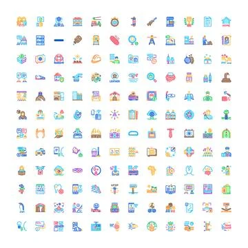 Colorful flat design icon set for various concepts Stock Illustration